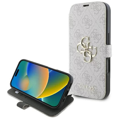 Fodral för Apple iPhone 16 Plus, Guess, 4G Book, Rosa