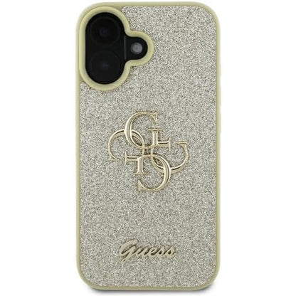 Case for Apple iPhone 16 Plus, Guess, Fixed Glitter Big 4G, Gold