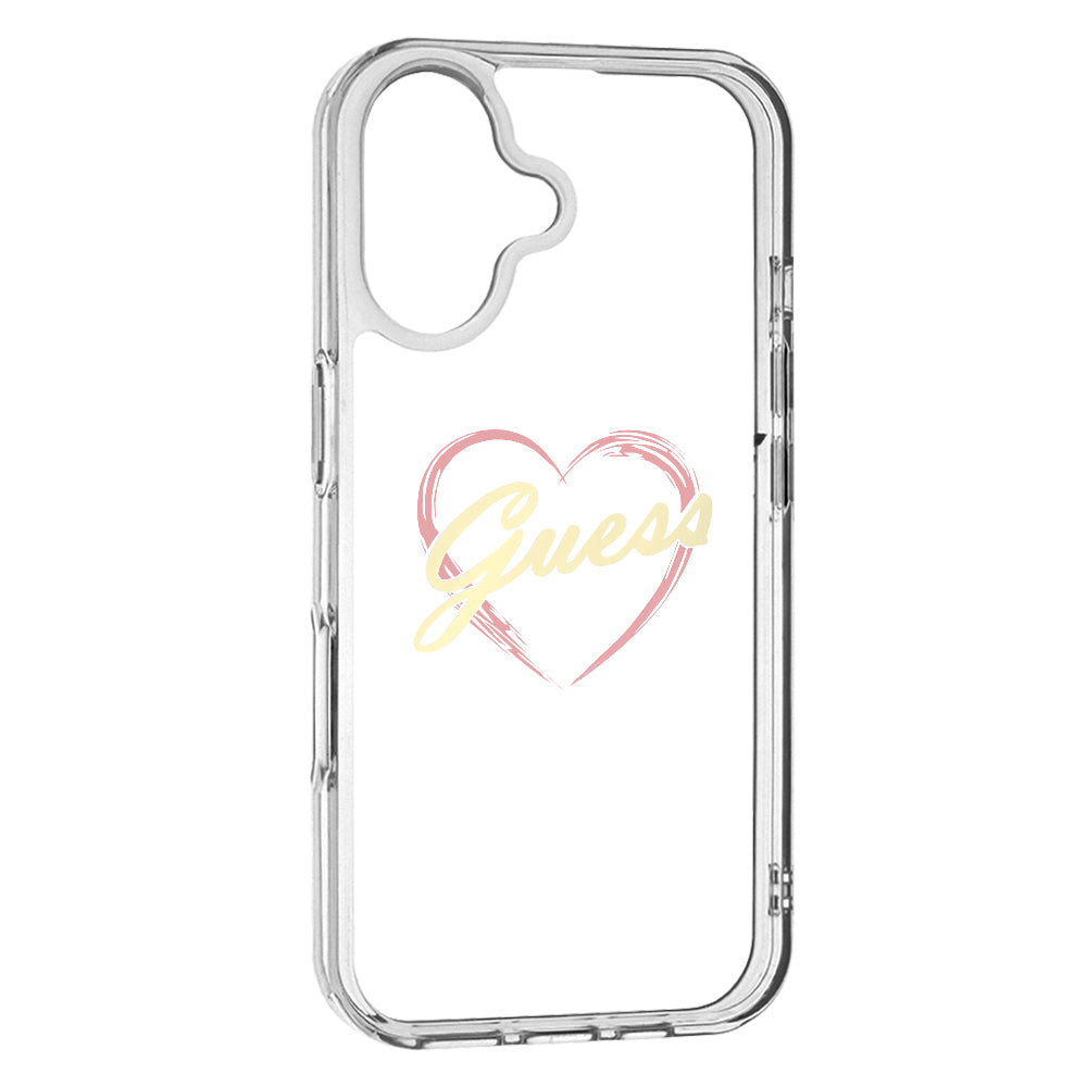 Skyddsfodral för Apple iPhone 16 Plus, Guess, IML Heart, Transparent