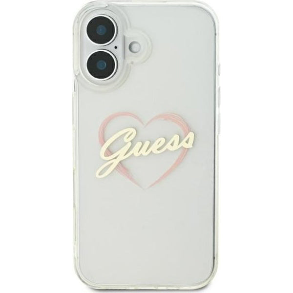 Skyddsfodral för Apple iPhone 16 Plus, Guess, IML Heart, Transparent