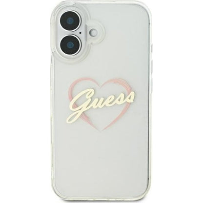 Skyddsfodral för Apple iPhone 16 Plus, Guess, IML Heart, Transparent