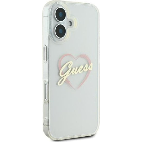 Skyddsfodral för Apple iPhone 16 Plus, Guess, IML Heart, Transparent