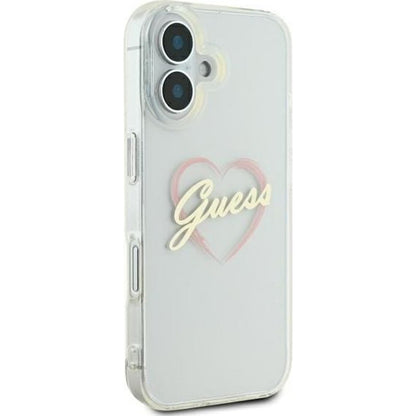 Skyddsfodral för Apple iPhone 16 Plus, Guess, IML Heart, Transparent