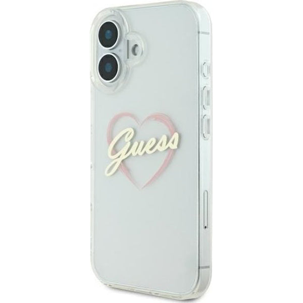 Skyddsfodral för Apple iPhone 16 Plus, Guess, IML Heart, Transparent