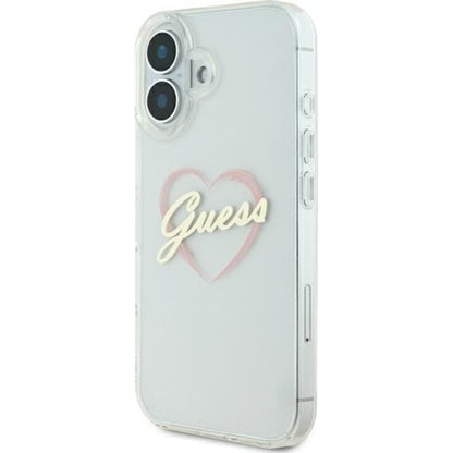 Skyddsfodral för Apple iPhone 16 Plus, Guess, IML Heart, Transparent
