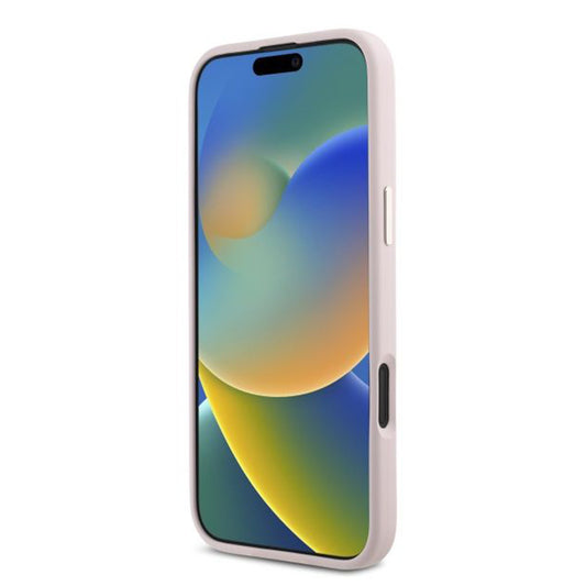 Skyddsfodral för Apple iPhone 16 Plus, Guess, Script Metal Logo & Frame, Rosa