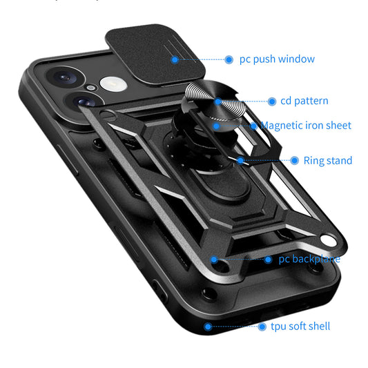 Fodral för Apple iPhone 16 Plus, Techsuit, CamShield, Svart