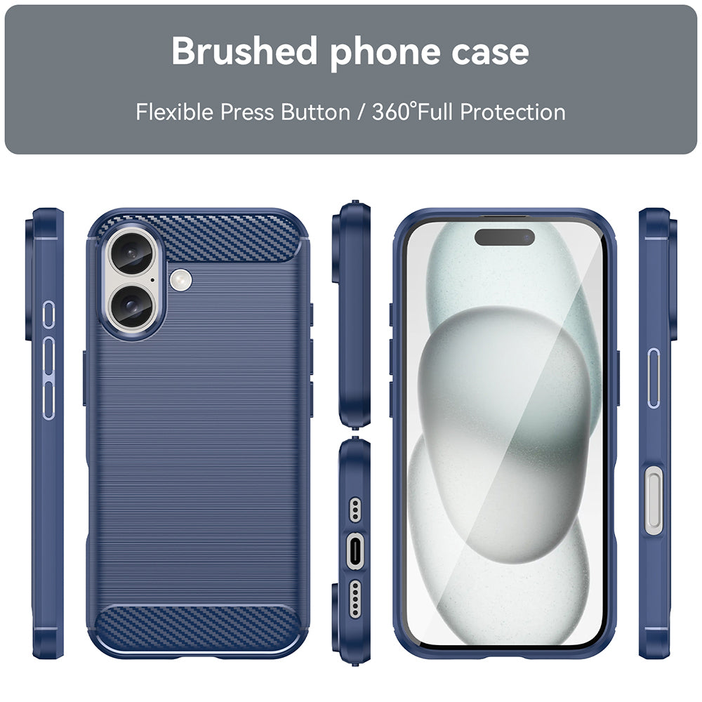 Fodral för Apple iPhone 16 Plus, Techsuit, Kolfiber, Blå