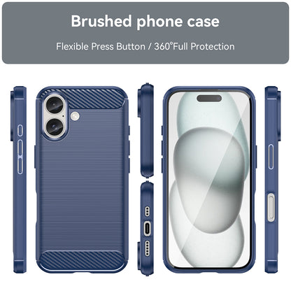 Fodral för Apple iPhone 16 Plus, Techsuit, Kolfiber, Blå