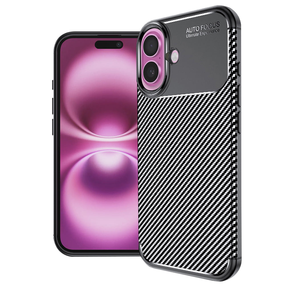 Fodral för Apple iPhone 16 Plus, Techsuit, CarbonFiber, Svart