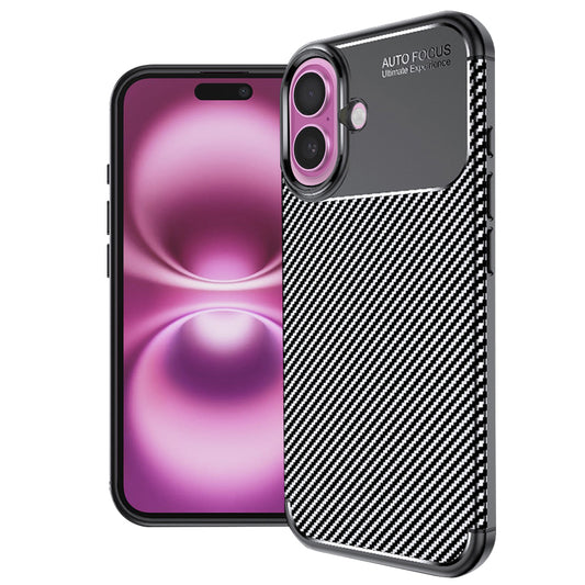 Fodral för Apple iPhone 16 Plus, Techsuit, CarbonFiber, Svart