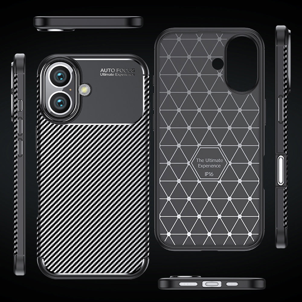 Fodral för Apple iPhone 16 Plus, Techsuit, CarbonFiber, Svart