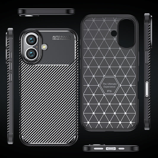 Fodral för Apple iPhone 16 Plus, Techsuit, CarbonFiber, Svart
