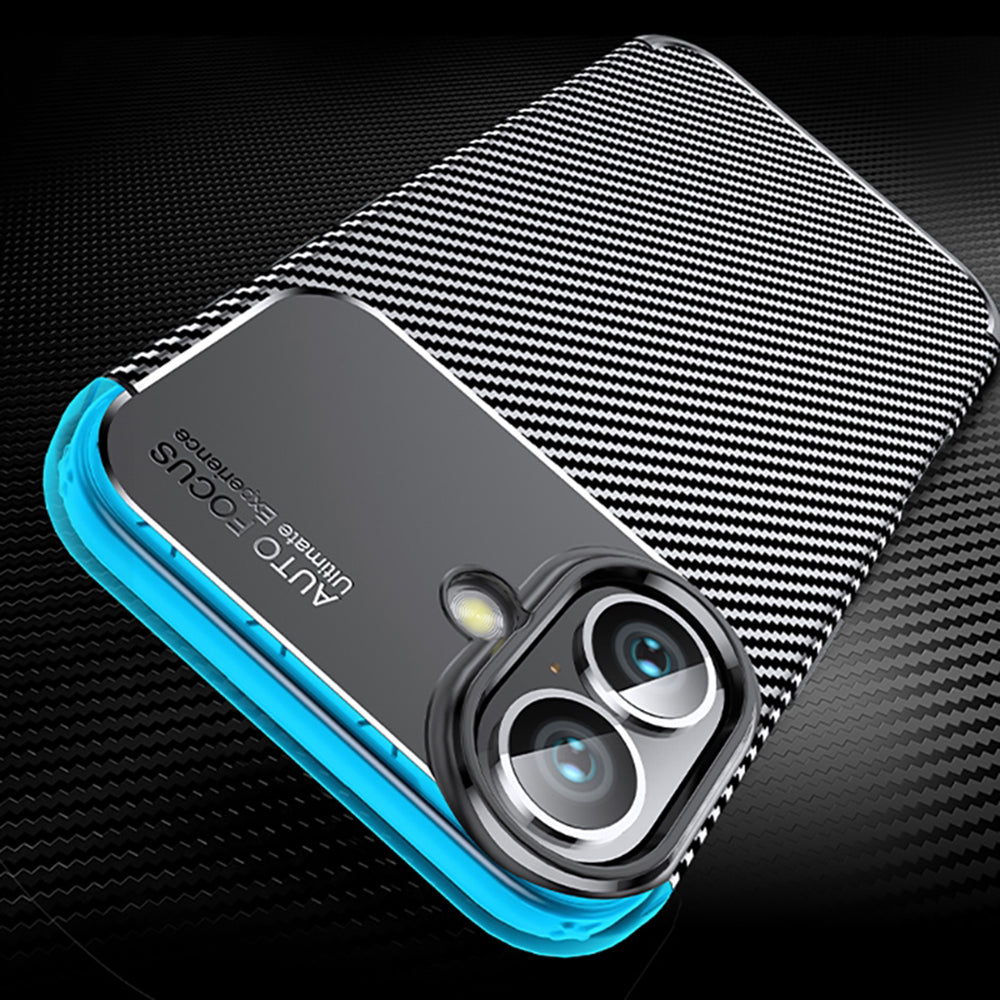 Fodral för Apple iPhone 16 Plus, Techsuit, CarbonFiber, Svart