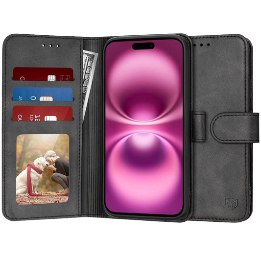Fodral för Apple iPhone 16 Plus, Techsuit, Diary Book, Svart