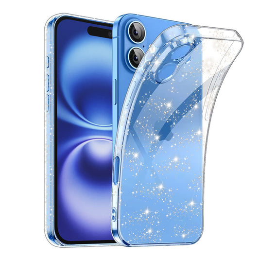 Fodral för Apple iPhone 16 Plus, Techsuit, SparkleSkin, Transparent