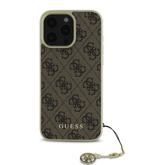 Fodral för Apple iPhone 16 Pro, Guess, 4G Charm, Brun