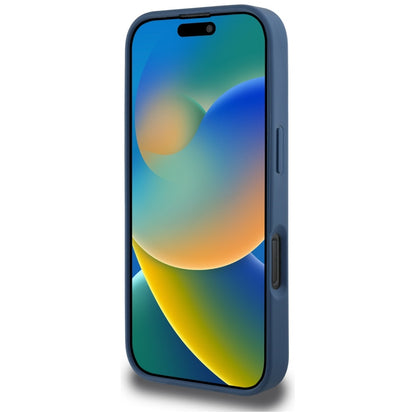 Case for Apple iPhone 16 Pro, Guess, 4G Grained Roses Big Logo, Blue