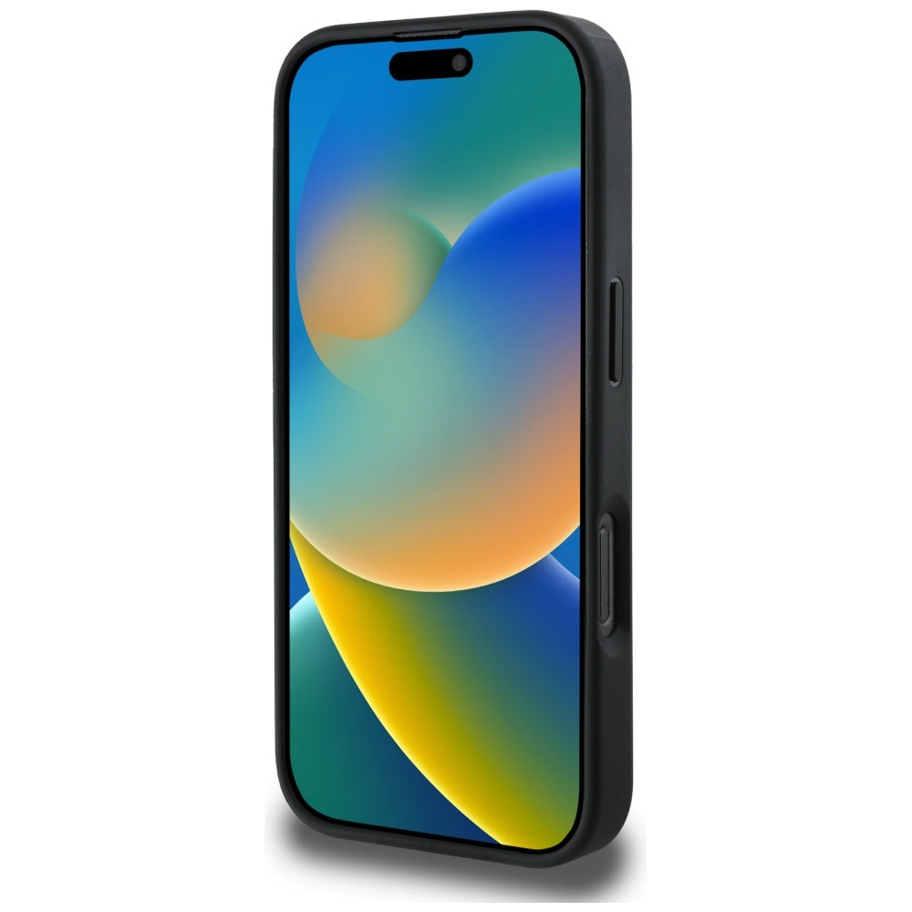 Skyddsfodral för Apple iPhone 16 Pro, Guess, 4G Grained Roses Big Logo, Svart