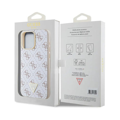 Case for Apple iPhone 16 Pro, Guess, 4G Triangle Logo, White