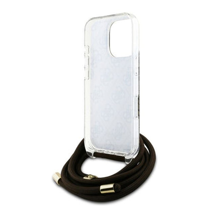 Fodral för Apple iPhone 16 Pro, Guess, Crossbody Cord 4G Print, Brun