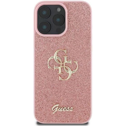 Skyddsfodral för Apple iPhone 16 Pro, Guess, Fixed Glitter Big 4G, Rosa