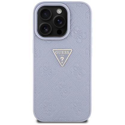 Fodral för Apple iPhone 16 Pro, Guess, Hot Stamp 4G Pattern Triangle Logo, Ljuslila
