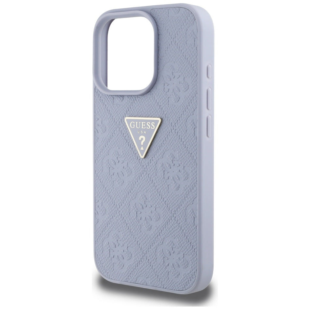 Fodral för Apple iPhone 16 Pro, Guess, Hot Stamp 4G Pattern Triangle Logo, Ljuslila