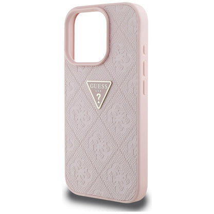 Fodral för Apple iPhone 16 Pro, Guess, Hot Stamp 4G Pattern Triangle Logo, Rosa