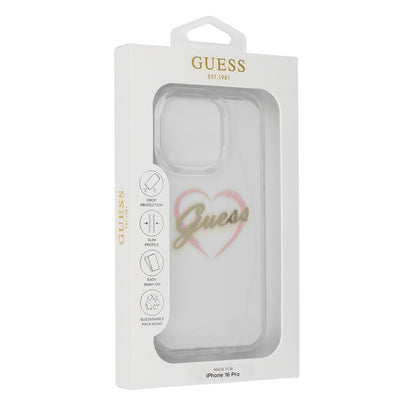 Case for Apple iPhone 16 Pro, Guess, IML Heart, Transparent