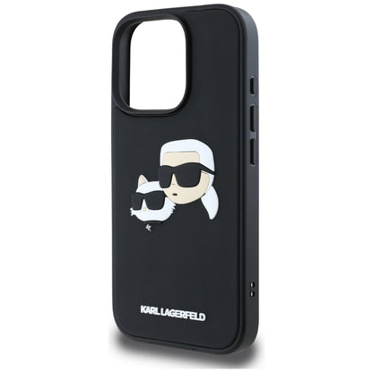 Skyddsfodral för Apple iPhone 16 Pro, Karl Lagerfeld, 3D Rubber Karl & Choupette, Svart