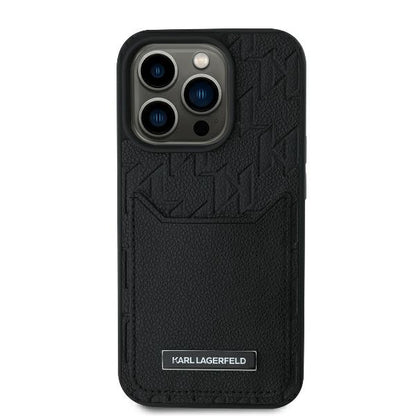 Fodral för Apple iPhone 16 Pro, Karl Lagerfeld, Cardslots Monogram, Svart