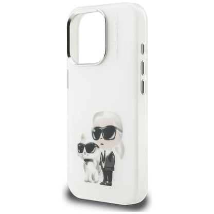 Fodral för Apple iPhone 16 Pro, Karl Lagerfeld, IML Aquarelle Logo Karl & Choupette, Vit