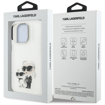 Fodral för Apple iPhone 16 Pro, Karl Lagerfeld, IML Aquarelle Logo Karl & Choupette, Vit