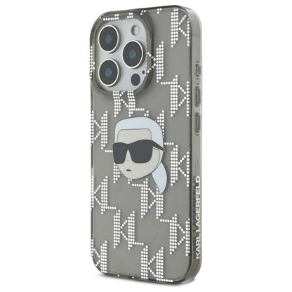 Skyddsfodral för Apple iPhone 16 Pro, Karl Lagerfeld, IML Luxury Electroplated Karl's Head, Svart