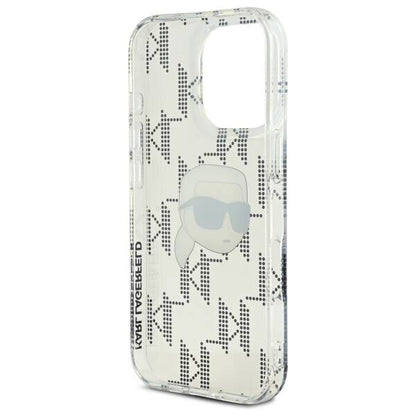 Fodral för Apple iPhone 16 Pro, Karl Lagerfeld, IML Luxury Electroplated Karl's Head, Transparent