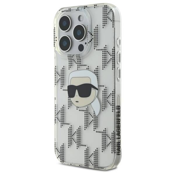 Fodral för Apple iPhone 16 Pro, Karl Lagerfeld, IML Luxury Electroplated Karl's Head, Transparent