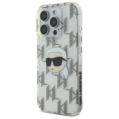Fodral för Apple iPhone 16 Pro, Karl Lagerfeld, IML Luxury Electroplated Karl's Head, Transparent
