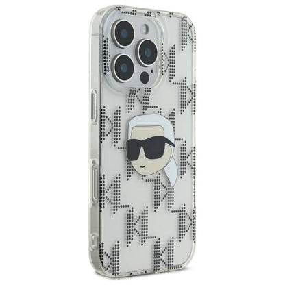 Fodral för Apple iPhone 16 Pro, Karl Lagerfeld, IML Luxury Electroplated Karl's Head, Transparent