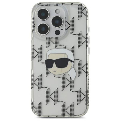 Fodral för Apple iPhone 16 Pro, Karl Lagerfeld, IML Luxury Electroplated Karl's Head, Transparent