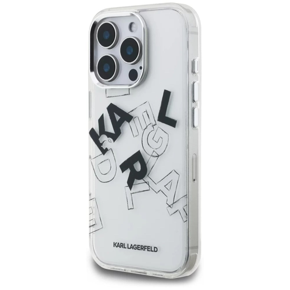 Skyddsfodral för Apple iPhone 16 Pro, Karl Lagerfeld, IML Sketched Graphic Logo, Transparent