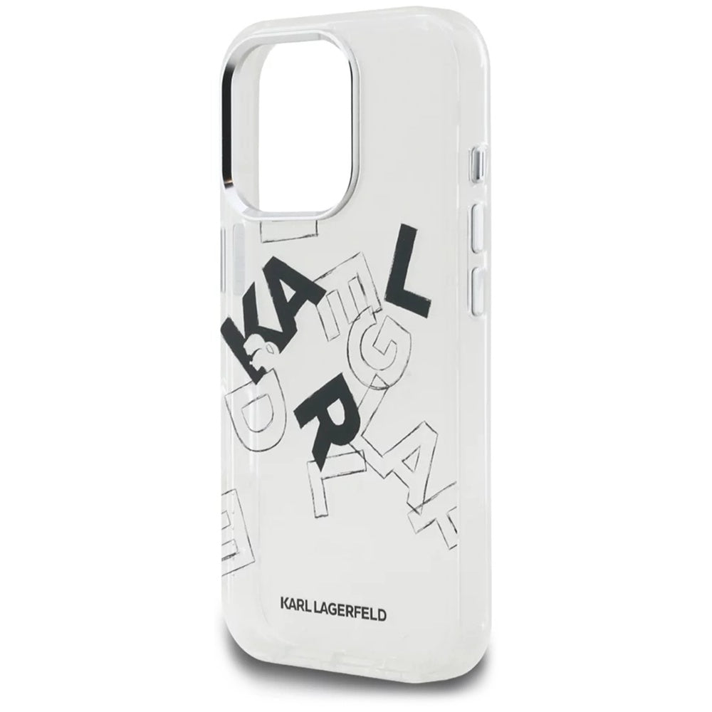 Skyddsfodral för Apple iPhone 16 Pro, Karl Lagerfeld, IML Sketched Graphic Logo, Transparent