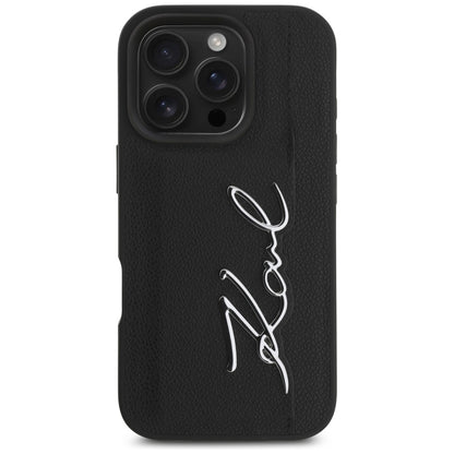 Case for Apple iPhone 16 Pro, Karl Lagerfeld, Metal Signature, Black