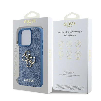 Case for Apple iPhone 16 Pro Max, Guess, 4G Big Logo, Blue