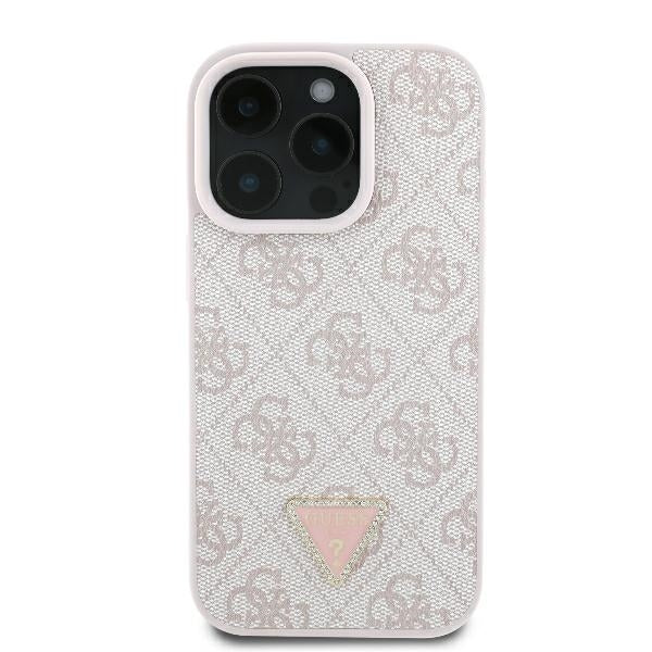 Fodral för Apple iPhone 16 Pro Max, Guess, Crossbody 4G Triangle Strass, Rosa