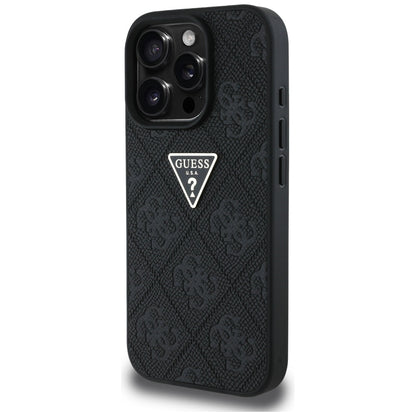 Fodral för Apple iPhone 16 Pro Max, Guess, Hot Stamp 4G Pattern Triangle Logo, Svart