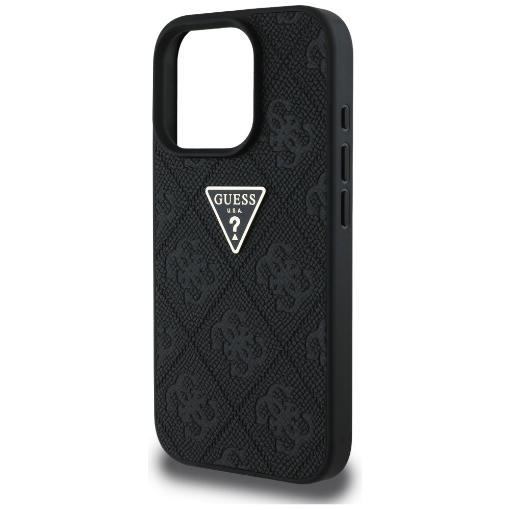 Fodral för Apple iPhone 16 Pro Max, Guess, Hot Stamp 4G Pattern Triangle Logo, Svart