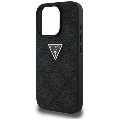 Fodral för Apple iPhone 16 Pro Max, Guess, Hot Stamp 4G Pattern Triangle Logo, Svart