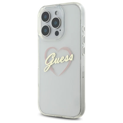 Case for Apple iPhone 16 Pro Max, Guess, IML Heart, Transparent