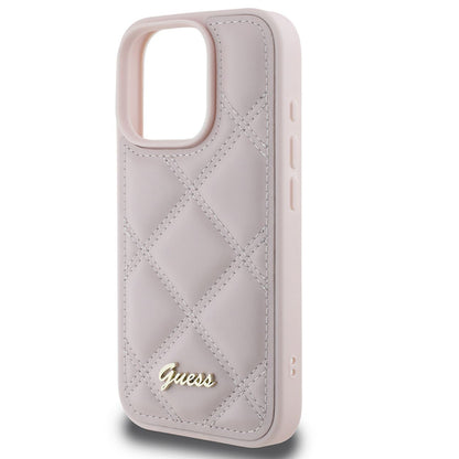 Fodral för Apple iPhone 16 Pro Max, Guess, Quilted Metal Logo, Rosa